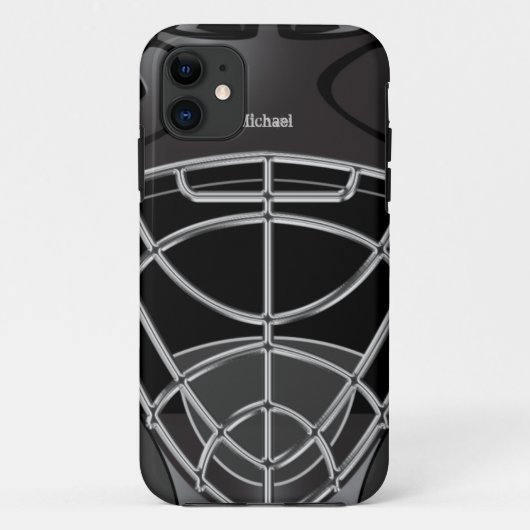 Hockey-Tormann-Sturzhelm Case-Mate iPhone Hülle (Rückseite)