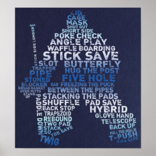 Hockey-Tormann-Text-Kunst-Plakat Poster