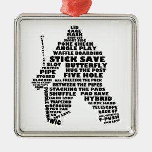 Hockey-Tormann-Text-Kunst Silbernes Ornament