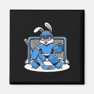 Hockey-Torwart Bunny blaue Netzpolster Stock Helm Magnet