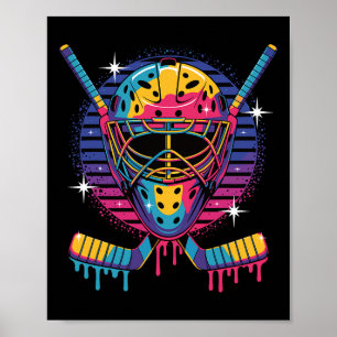 Hockey-Torwart-Maske tropfende Paint Vaporwave Dri Poster