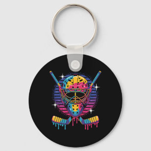 Hockey-Torwart-Maske tropft Farbe Vaporwave-Tropf Schlüsselanhänger