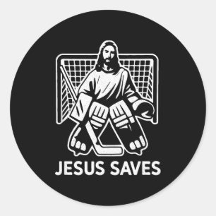 Hockey Torwart Torhüter Jesus rettet christlichen Runder Aufkleber