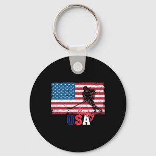 Hockey Torwart USA-Flagge Hockeyschläger Eishockey Schlüsselanhänger