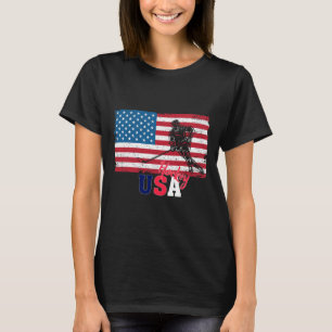 Hockey Torwart USA-Flagge Hockeyschläger Eishockey T-Shirt