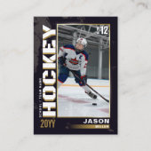 Hockey Trading Card Hockey Player Card Black Gold Telefonnummerkarte (Vorderseite)