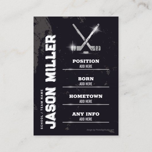 Hockey Trading Card, Hockey Player Card Silver Telefonnummerkarte (Rückseite)