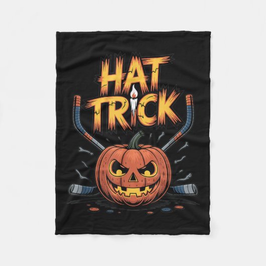 Hockey Trick Halloween Soky Pumpkin Ice Hockey Hal Fleecedecke (Vorderseite)