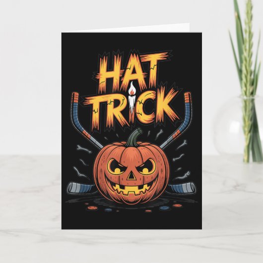 Hockey Trick Halloween Soky Pumpkin Ice Hockey Hal Karte (Vorderseite)
