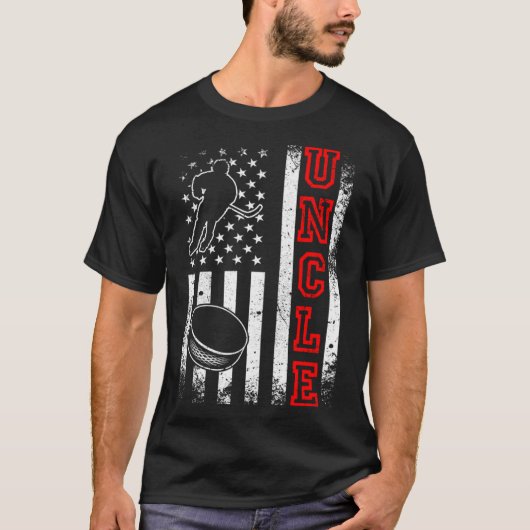 Hockey Uncle American Flag Hockey T-Shirt (Vorderseite)