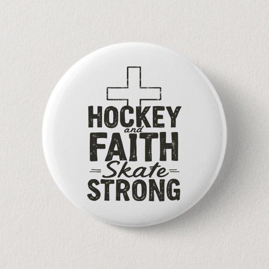 Hockey und Glaube laufen stark Button (Vorderseite)