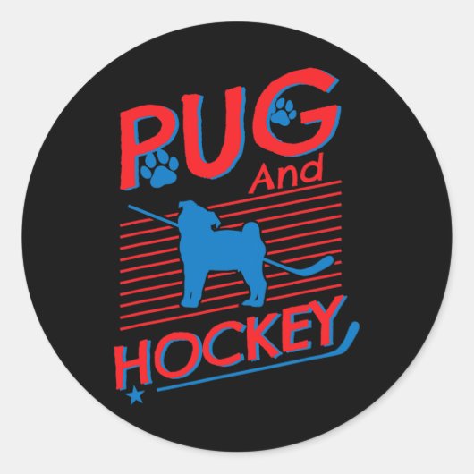 Hockey und Mops Hunde Mops und Hockey Liebhaber Runder Aufkleber (Vorderseite)