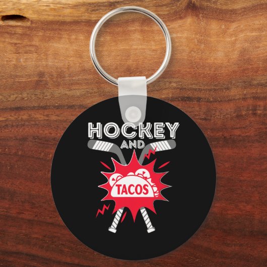 Hockey und Tacos - Fun Ice Hockey Player Gift Hock Schlüsselanhänger (Vorderseite)