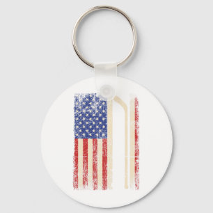 Hockey USA Amerikanische Flagge Hockeyschläger Eis Schlüsselanhänger