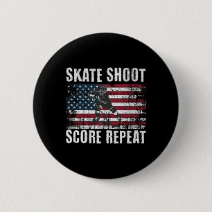 Hockey USA Amerikanische Flagge Lustig 4. Juli Hoc Button