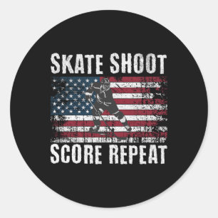 Hockey USA Amerikanische Flagge Lustig 4. Juli Hoc Runder Aufkleber