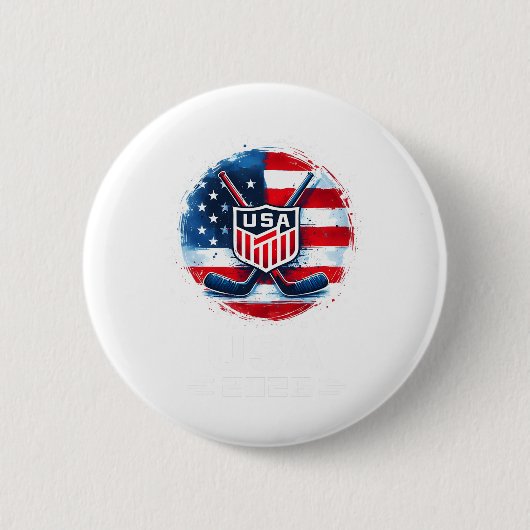 Hockey Usa Go Usa Team Usa Flag 2026 Hockey Button (Vorderseite)