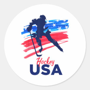 Hockey USA Unterstützen Sie das Team Shirt USA Eis Runder Aufkleber