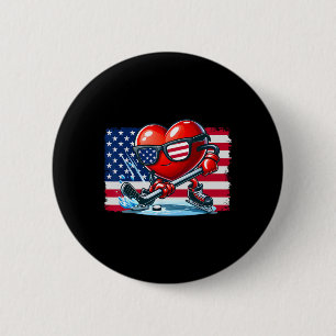 Hockey Valentinstag Valentine Us Flag Sungles Pa Button