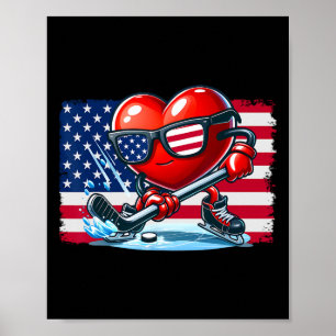 Hockey Valentinstag Valentine Us Flag Sungles Pa Poster