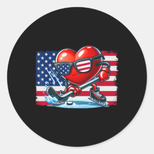 Hockey Valentinstag Valentine Us Flag Sungles Pa Runder Aufkleber