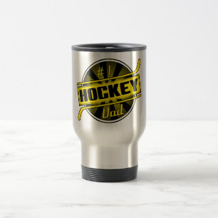Hockey-Vater #1 (schwarz / gold) Reisebecher