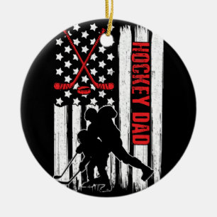 Hockey Vater Hockey American Flag Vatertag Keramik Ornament