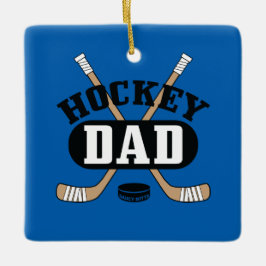 Hockey Vater Hockey Sticks und Puck Blue Keramikornament