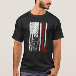 Hockey Vater Retro Vintager US Flag Hockey Player T-Shirt