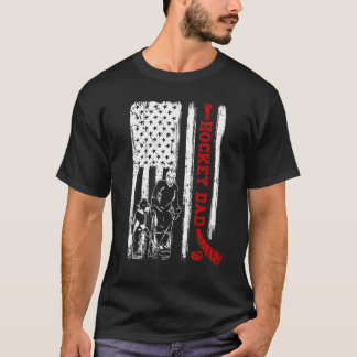 Hockey Vater Retro Vintager US Flag Hockey Player T-Shirt