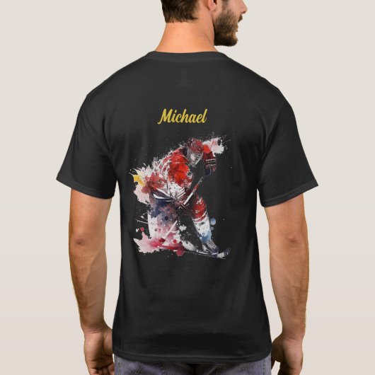 Hockey-Vater Wasserfarbe genannt Modern T-Shirt (Rückseite)