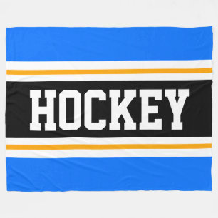 HOCKEY Vivid Blue Black Yellow Racing Stripes Fleecedecke