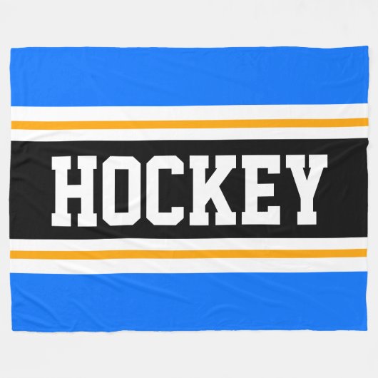 HOCKEY Vivid Blue Black Yellow Racing Stripes Fleecedecke (Vorderseite (Horizontal))