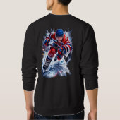 Hockey Warrior Red White & Blue Ice Burst Sweatshirt (Rückseite)