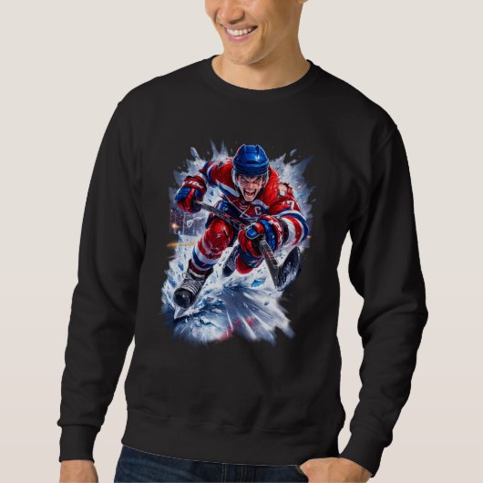 Hockey Warrior Red White & Blue Ice Burst Sweatshirt (Vorderseite)