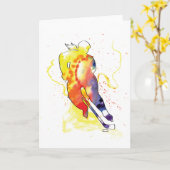 Hockey Watercolor Gruß Karte (Gelbe Blume)