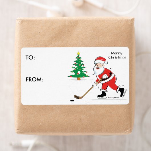 Hockey Weihnachts-Geschenk Tag Sticker (Insitu)