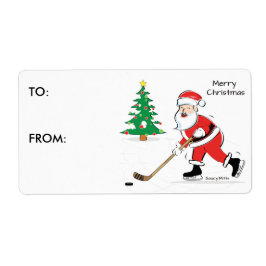 Hockey Weihnachts-Geschenk Tag Sticker