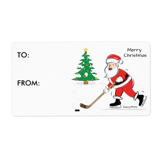 Hockey Weihnachts-Geschenk Tag Sticker (Vorne)