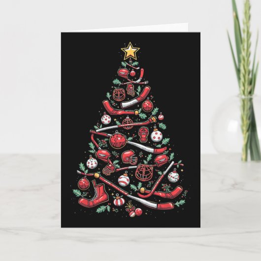 Hockey-Weihnachtsbaum Karte (Vorderseite)
