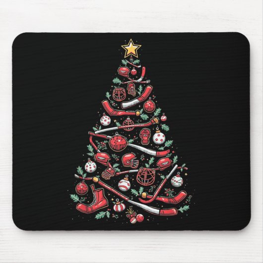 Hockey Weihnachtsbaum Mousepad (Vorne)
