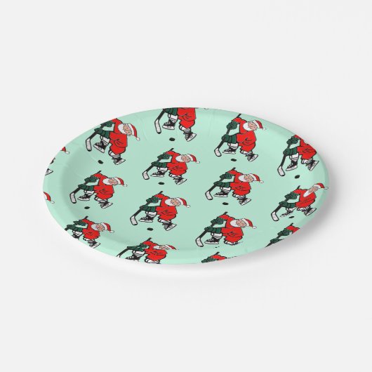 Hockey Weihnachtsfeier Pappteller (Schrägansicht)