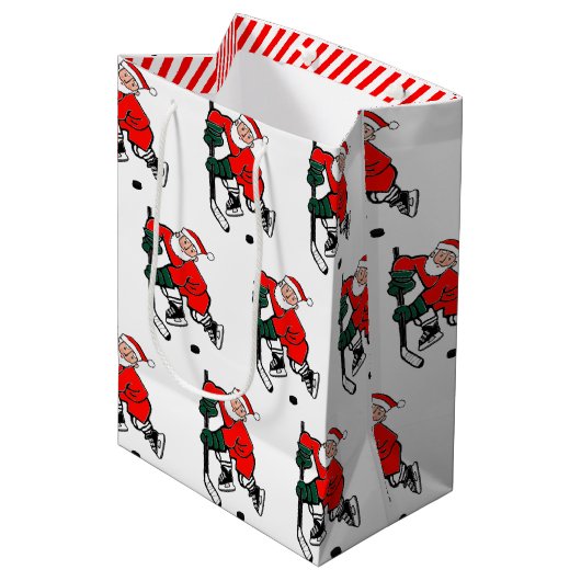 Hockey Weihnachtsfeiertag Mittlere Geschenktüte (Vorderseite Schrägansicht)
