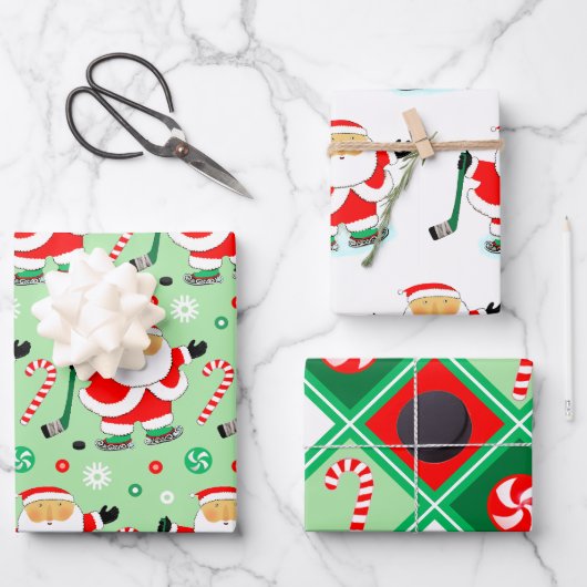 Hockey Weihnachtsgeschenk Wrapping Paper Geschenkpapier Set (Vorderseite)