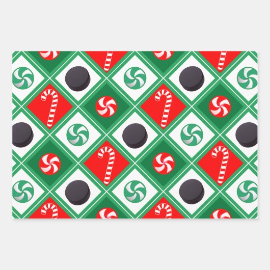 Hockey Weihnachtsgeschenk Wrapping Paper Geschenkpapier Set (Vorderseite 3)