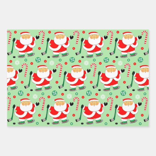 Hockey Weihnachtsgeschenk Wrapping Paper Geschenkpapier Set (Vorderseite)