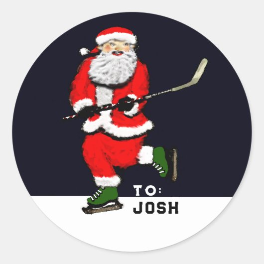 Hockey Weihnachtsgeschenke Tags Runder Aufkleber (Vorderseite)