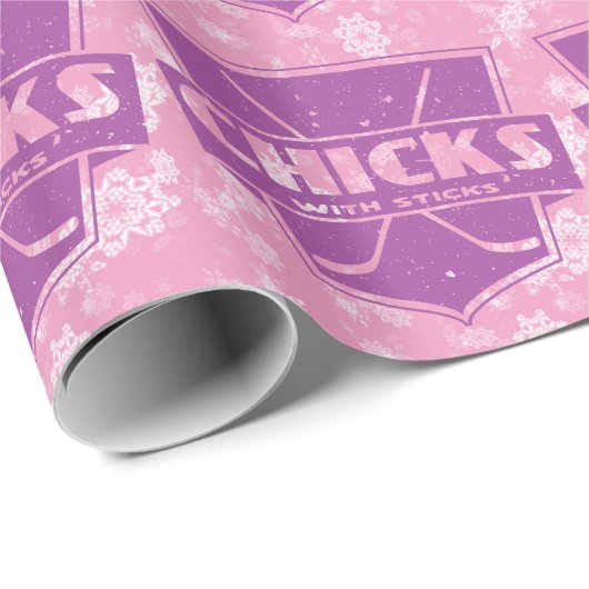 Hockey Weihnachtsgeschenkwrap, Hühnchen mit Sticks Geschenkpapier (Rolleneckpunkt)
