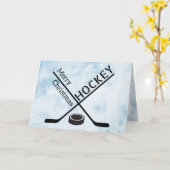 Hockey Weihnachtskarte - Blue Eis Sticks Puck Karte (Gelbe Blume)