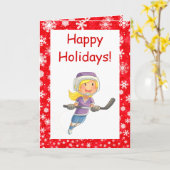 Hockey Weihnachtskarte - Giralspieler - rot weiß Karte (Gelbe Blume)